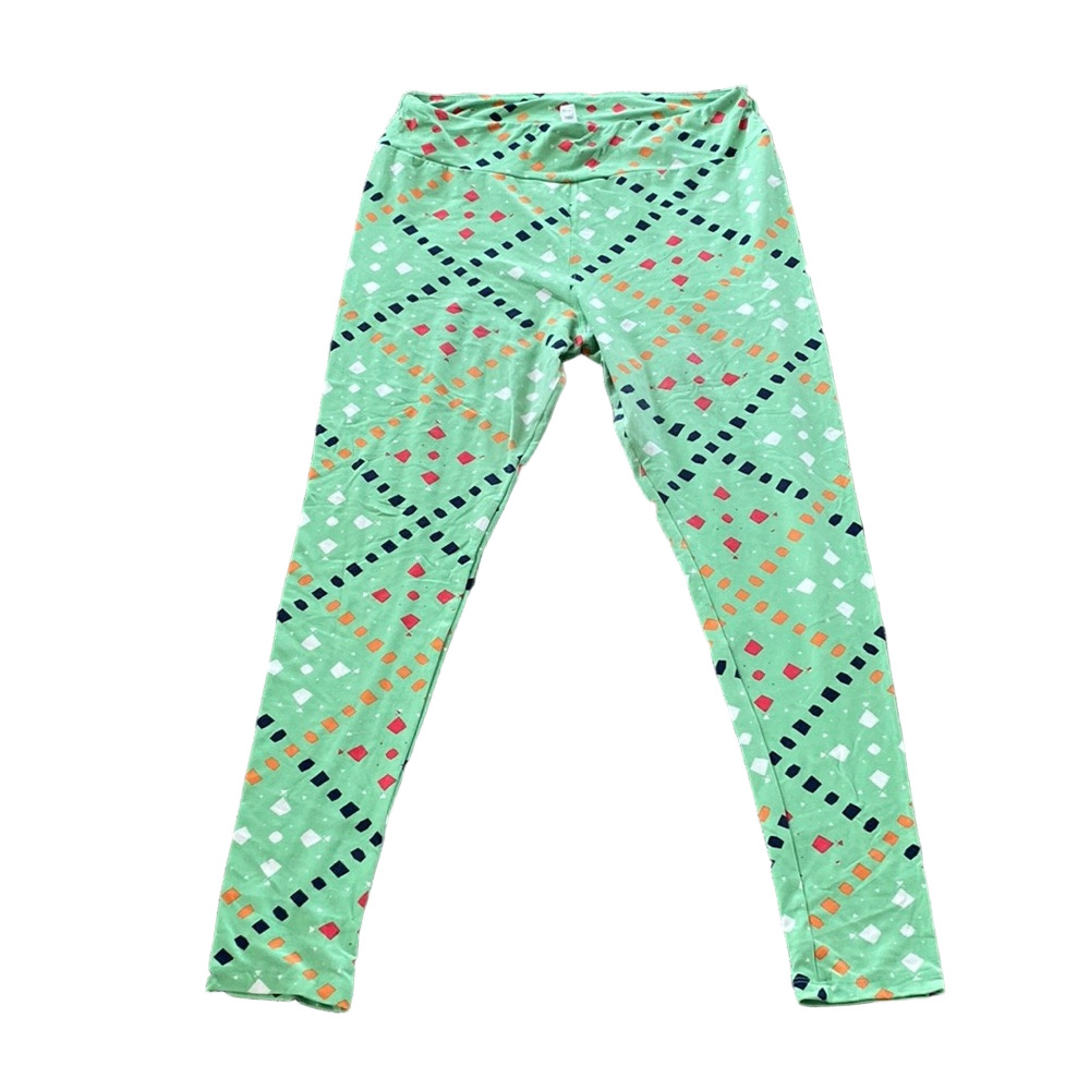 LuLaRoe Green Geometric Print Leggings Tall & Curvy T/C
